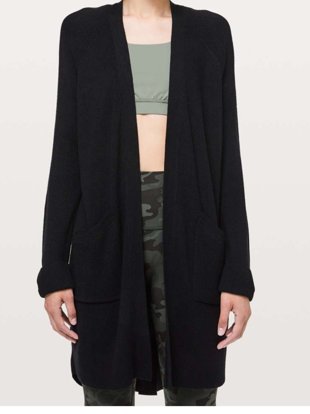 lululemon athletica Black Open-Front Knit Cardigan